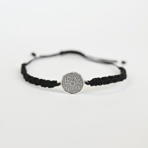 Βραχιόλι Κωνσταντινάτο Σταυρός, macrame μαύρο, Ασήμι 925° (20€)